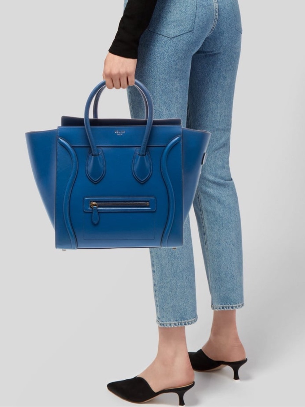 Celine Leather Luggage Mini in Cobalt Blue - Picture 3 of 13